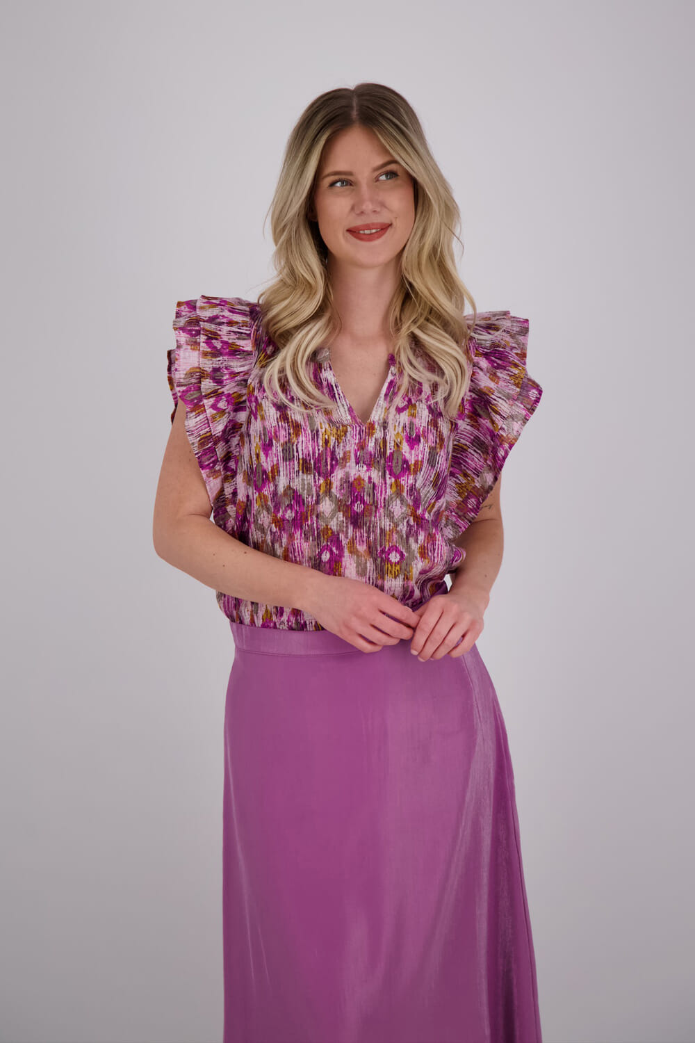 Aaiko Blouse Yaella Ikat Paars