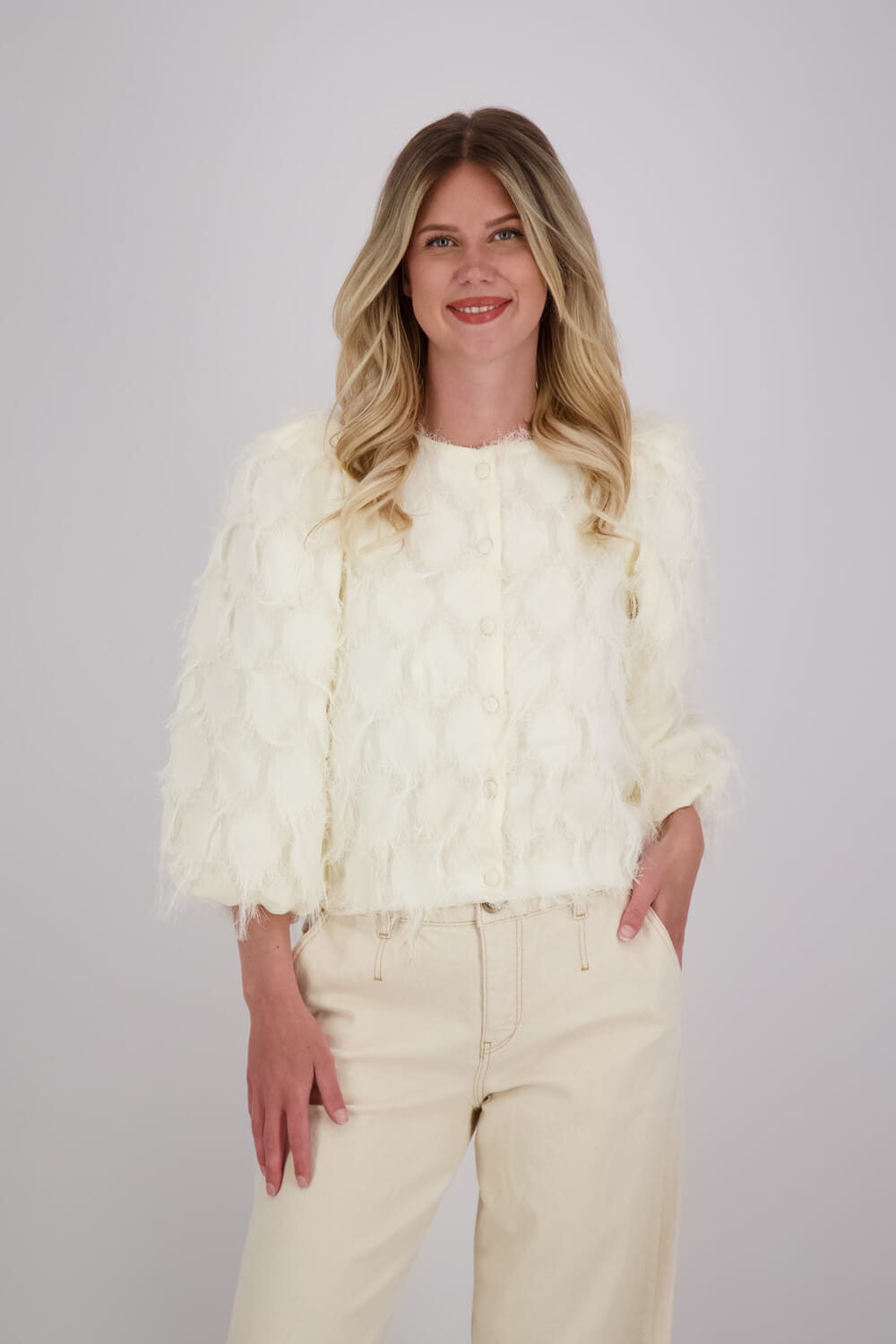 Aaiko Blazer Evie Fringe Wit