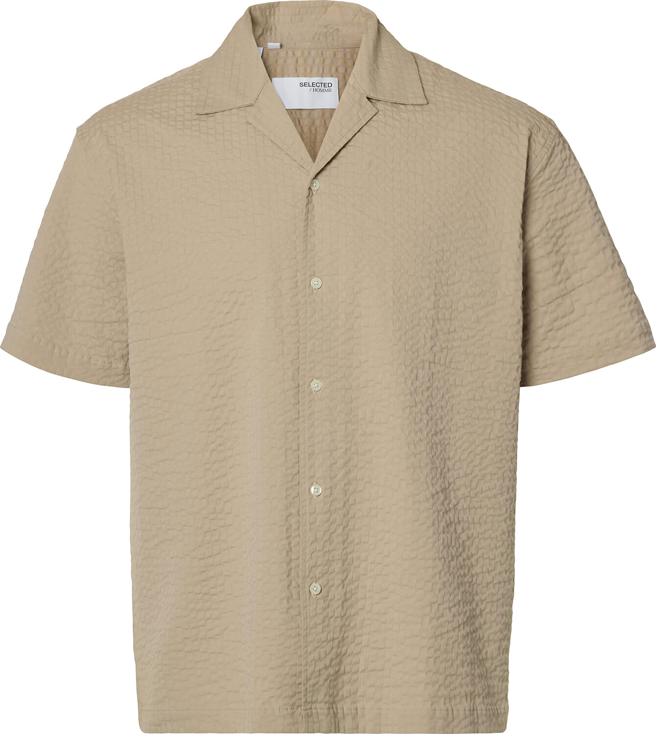 Selected Homme Overhemd Relaxed-Ace Seersucker Bruin