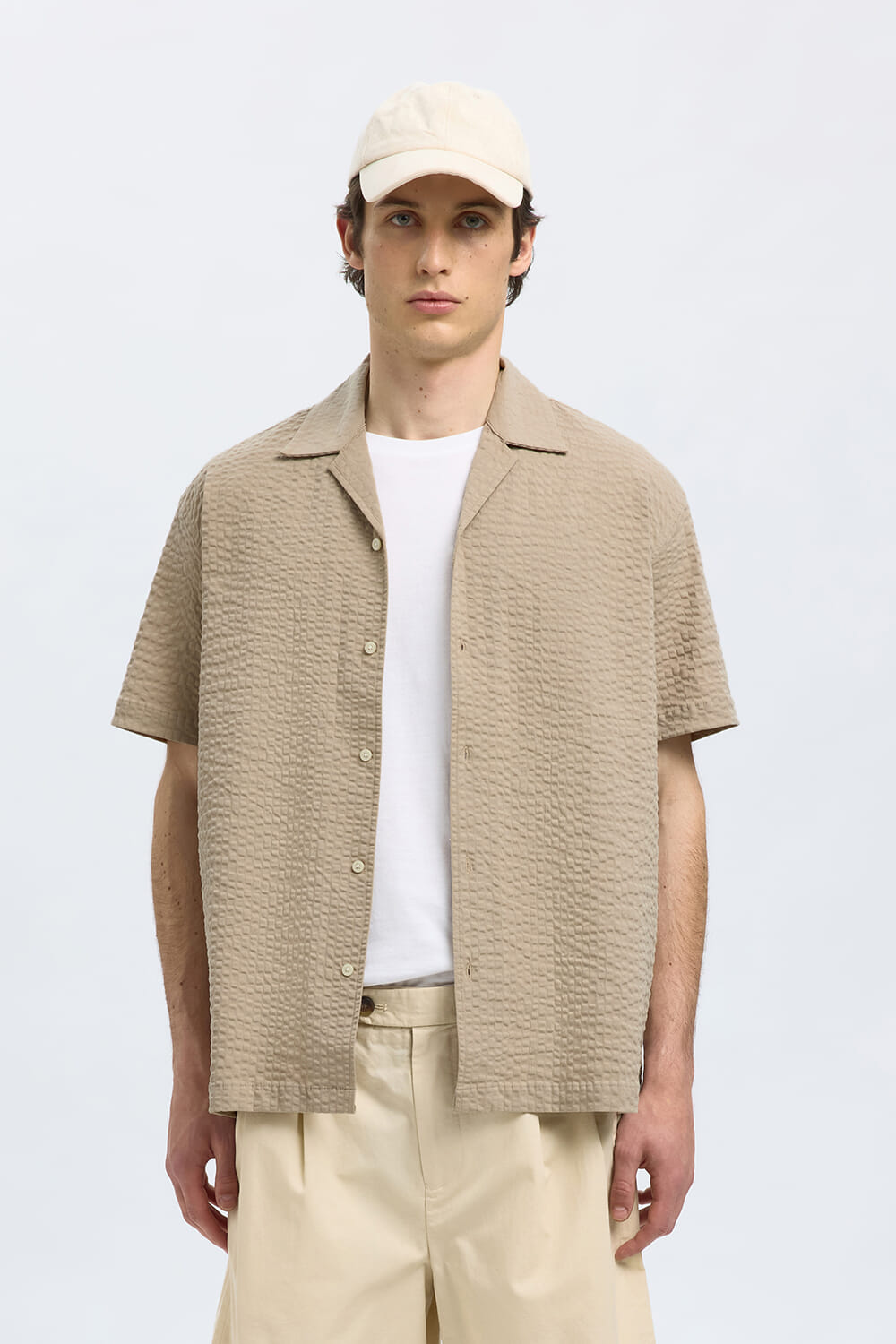 Selected Homme Overhemd Relaxed-Ace Seersucker Bruin