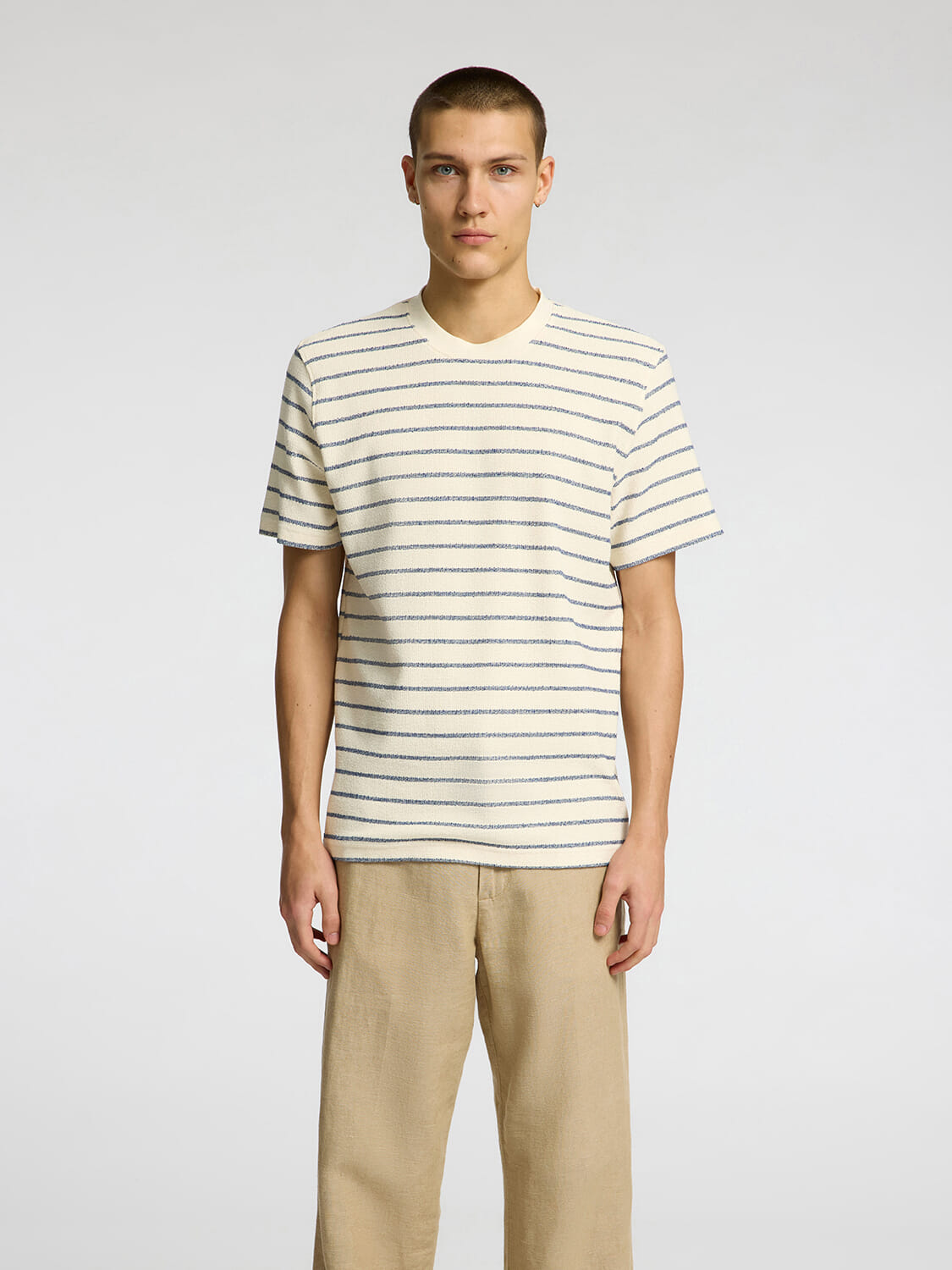 Selected Homme T-shirt Django Streep Blauw