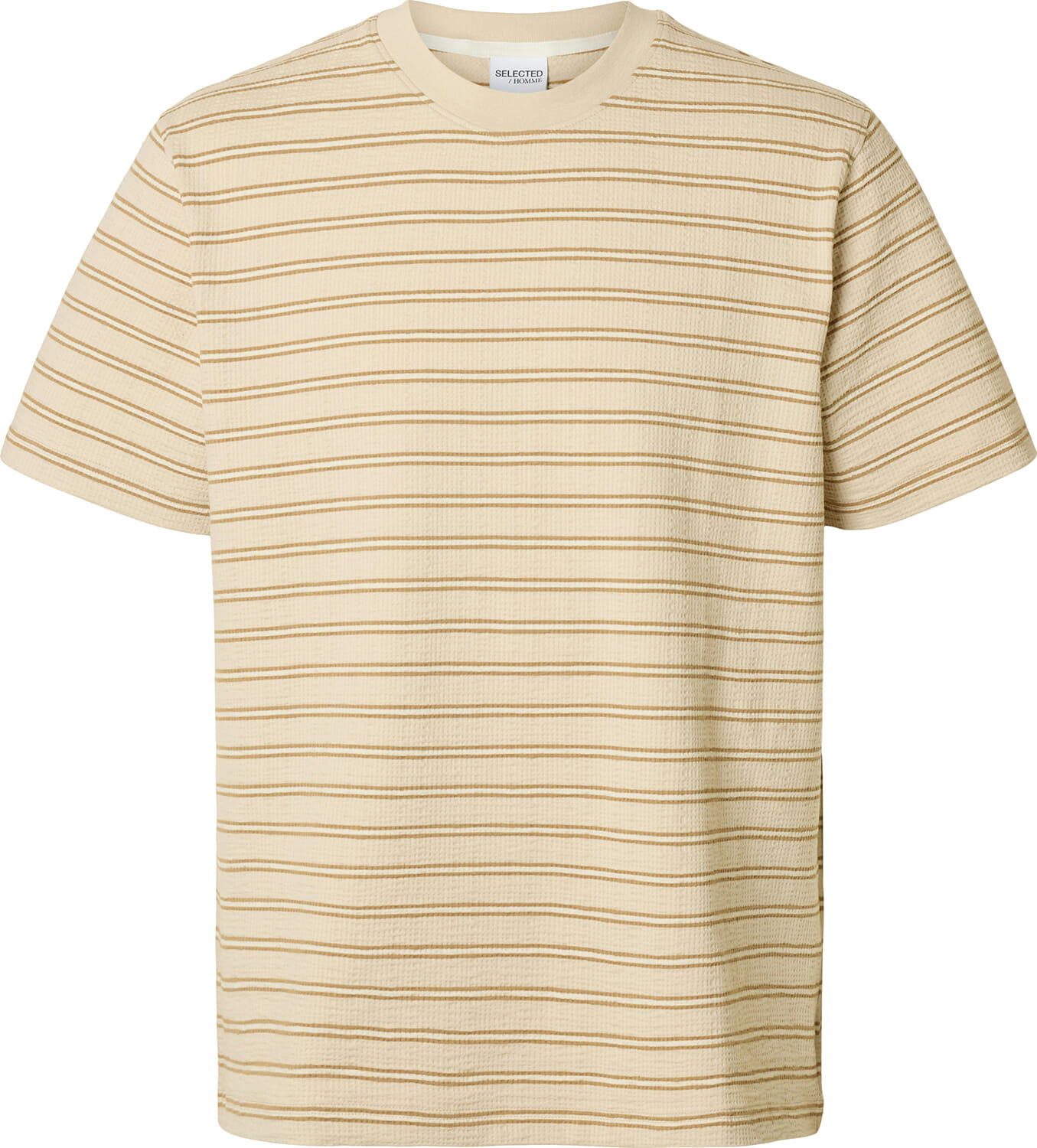 Selected Homme T-shirt Eli Seersucker Beige