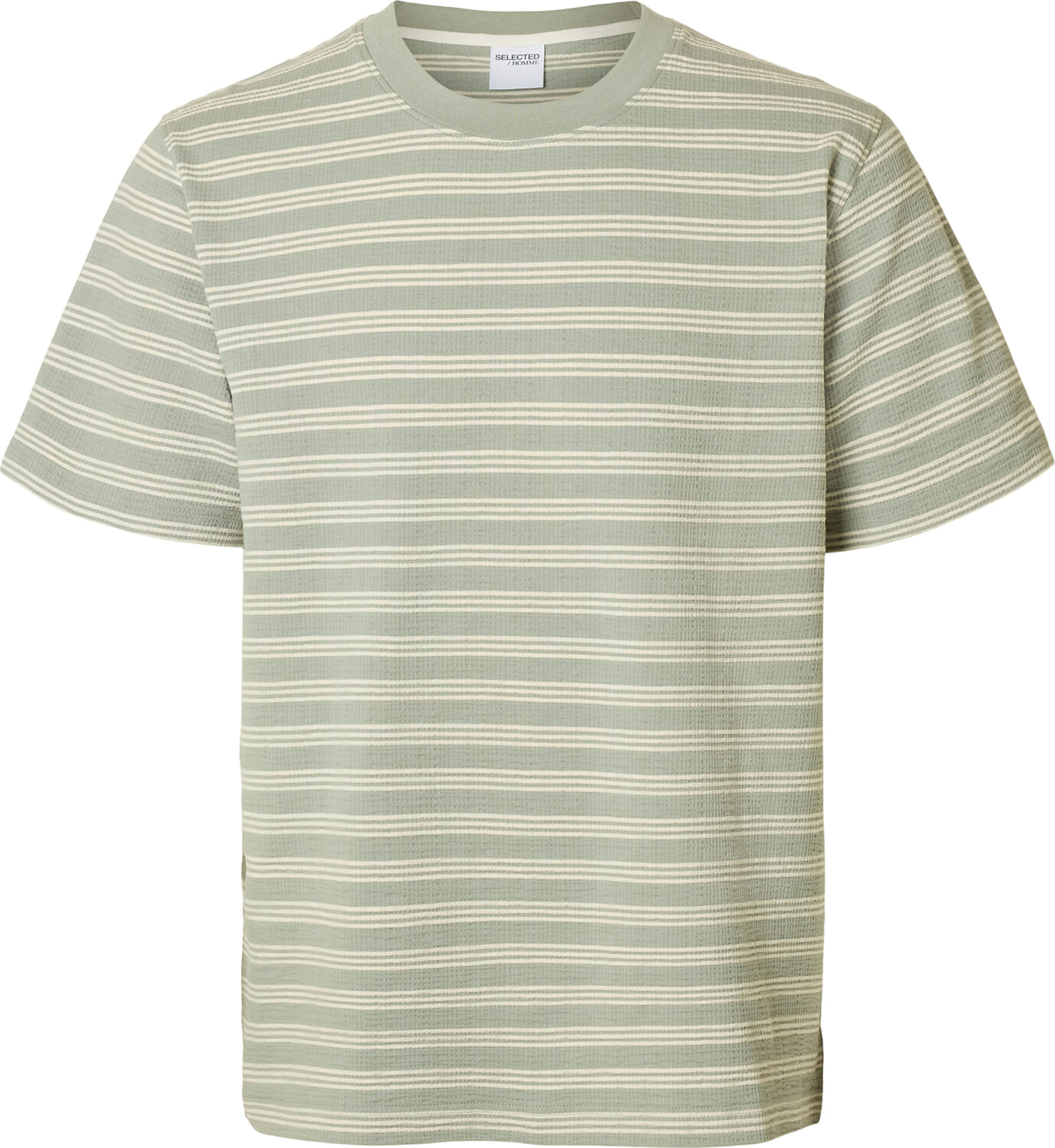 Selected Homme T-shirt Eli Seersucker Groen