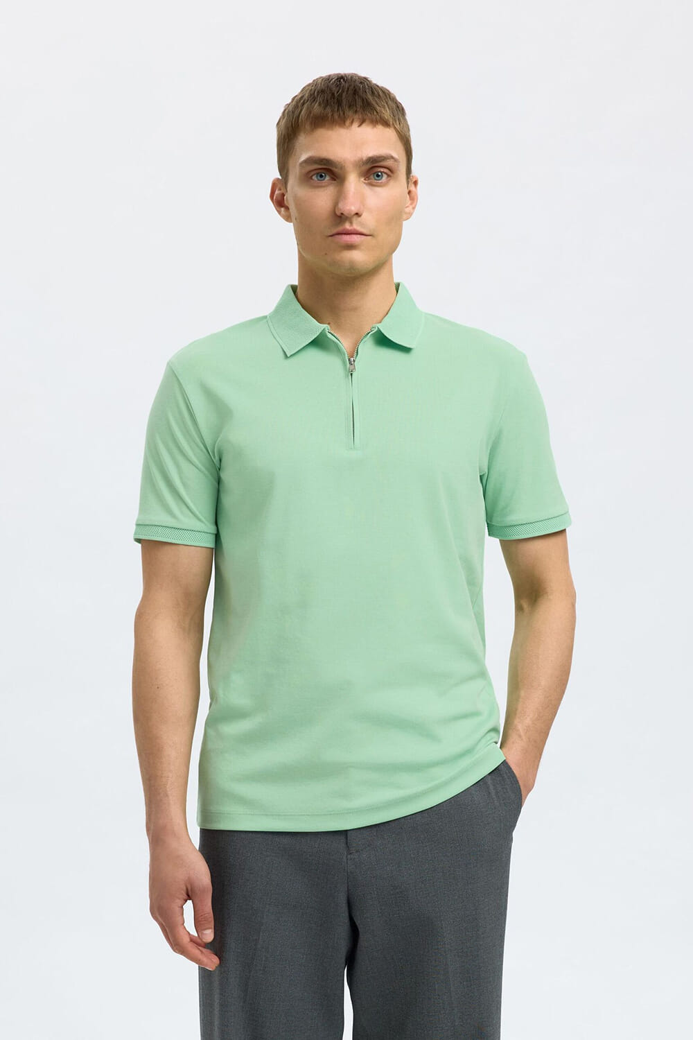 Selected Homme Polo Fave Zip Groen