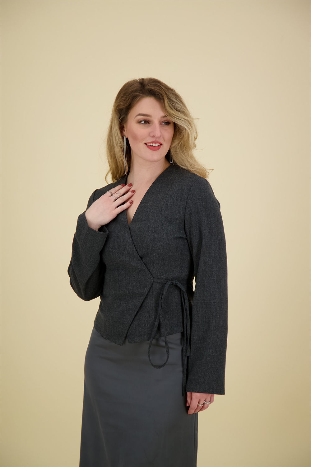 Neo Noir Wrap Blouse Simmi  Grijs
