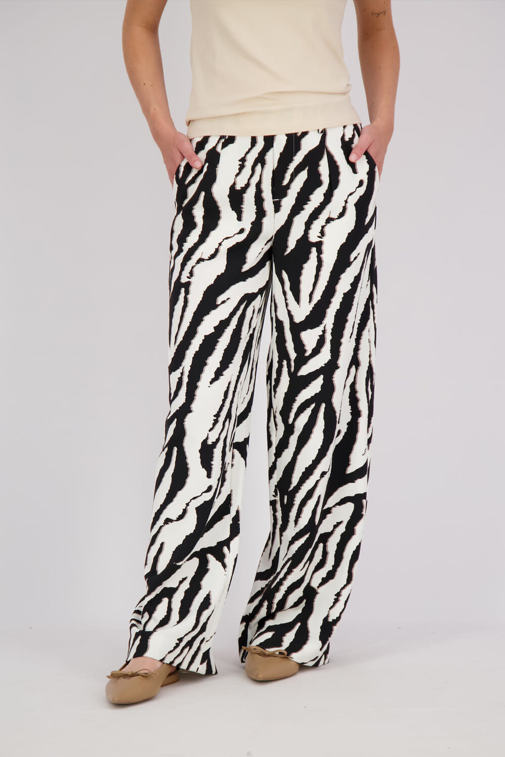 Object Pantalon Alba Print Beige