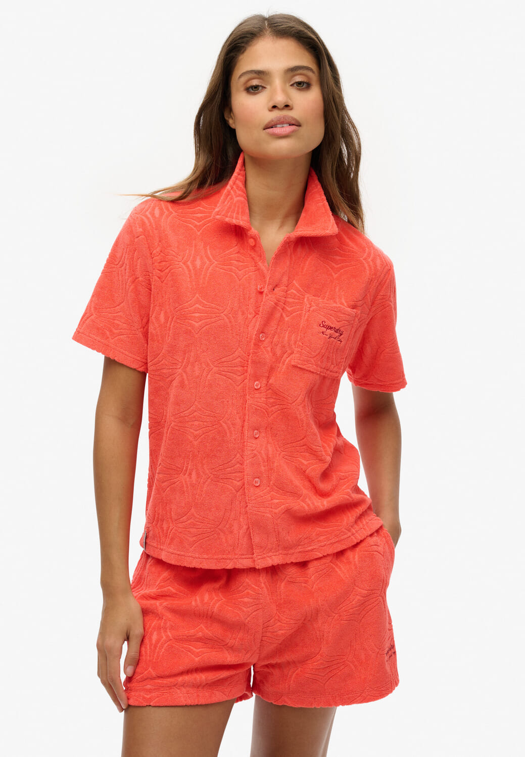 Superdry & Co Blouse Country Club Towelling Fuchsia