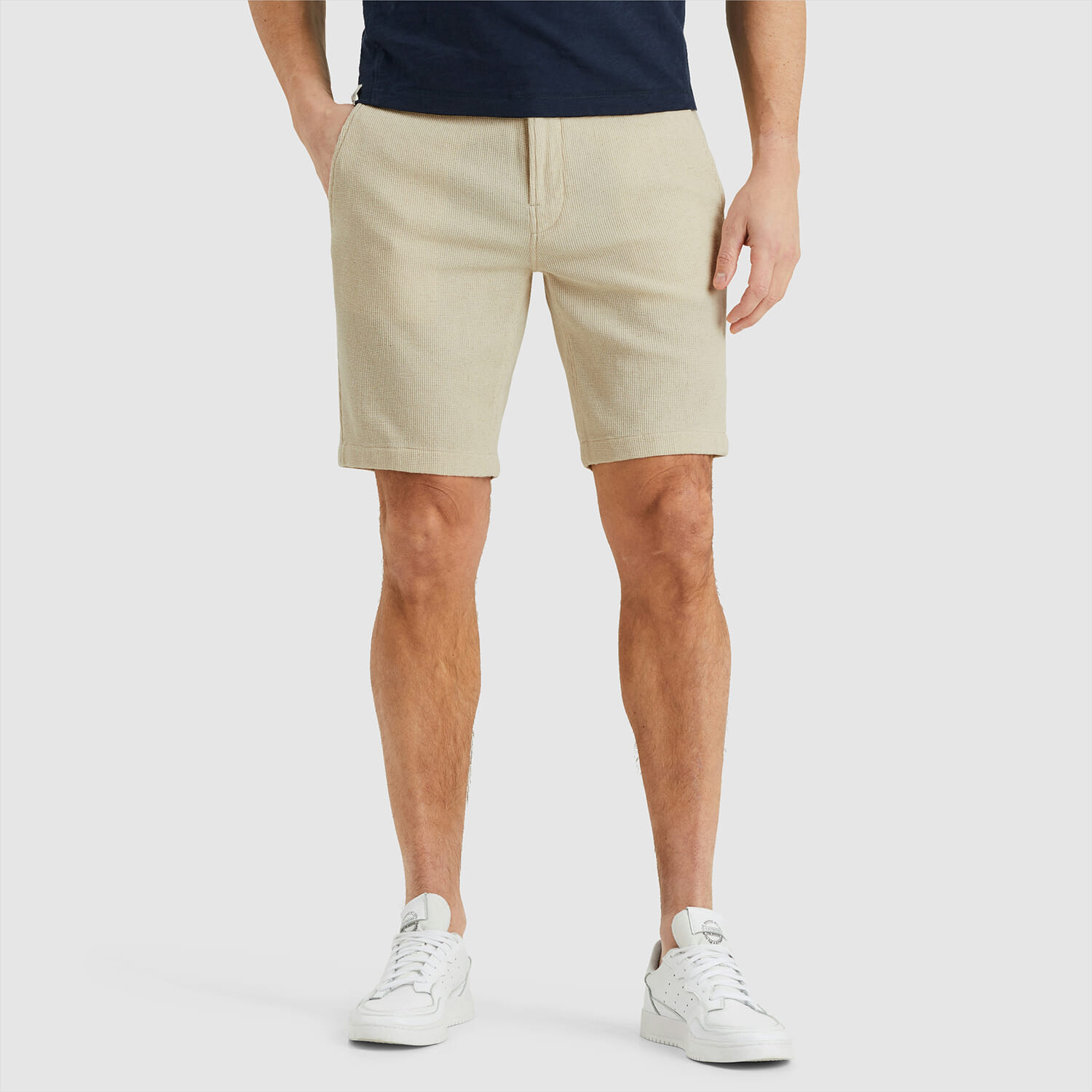 Cast Iron Short Chino Structure Grijs