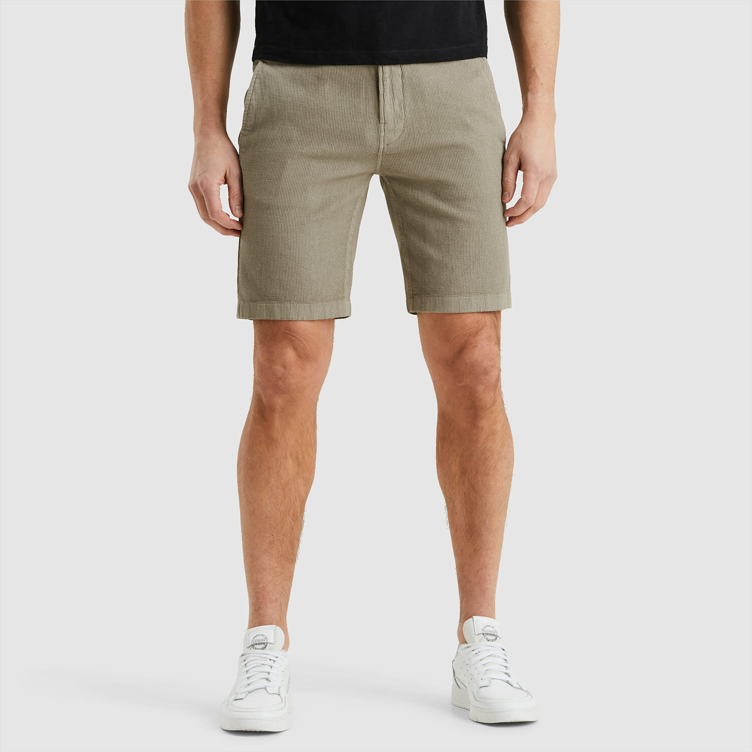 Cast Iron Short Chino Structure Grijs