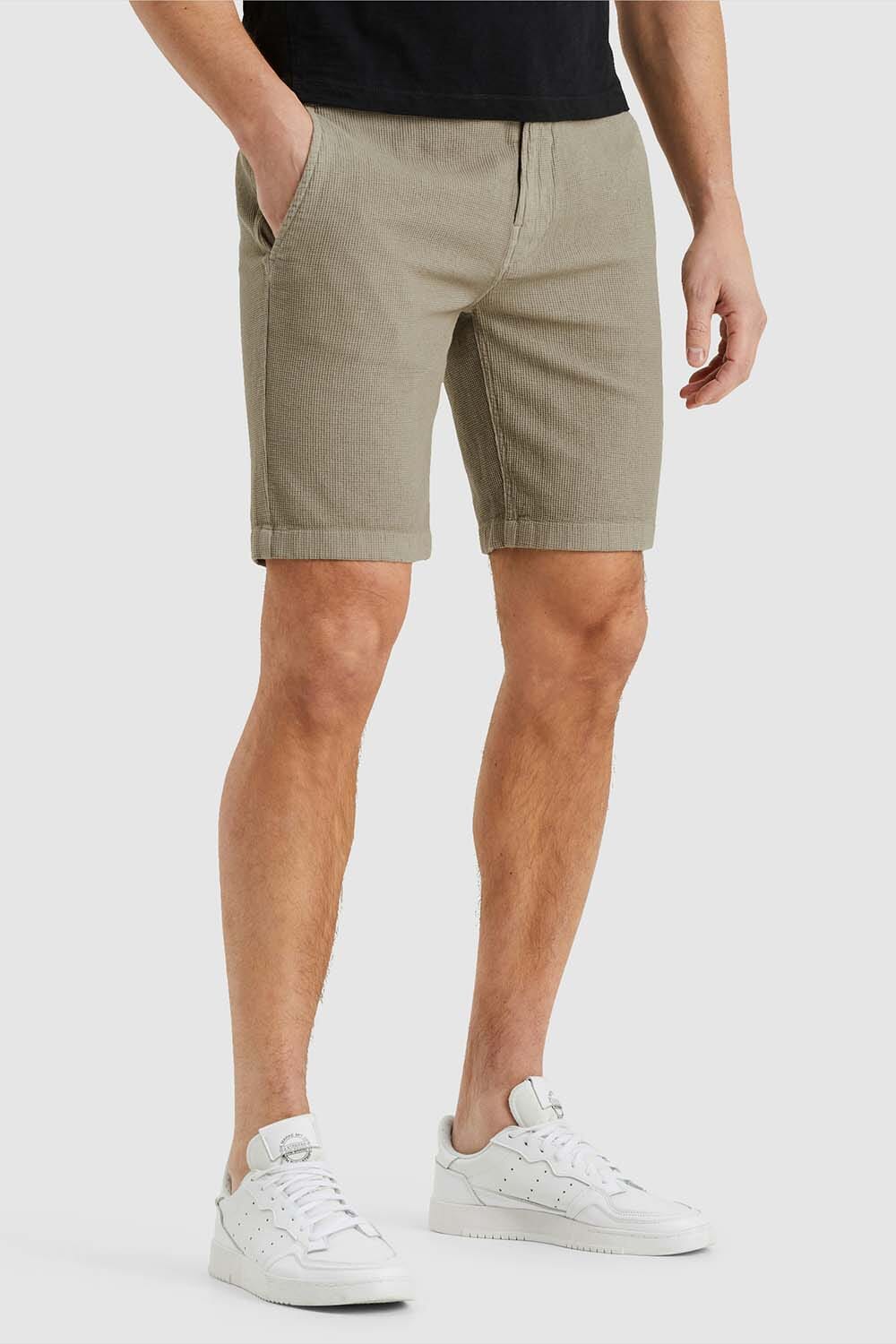 Cast Iron Short Chino Structure Grijs