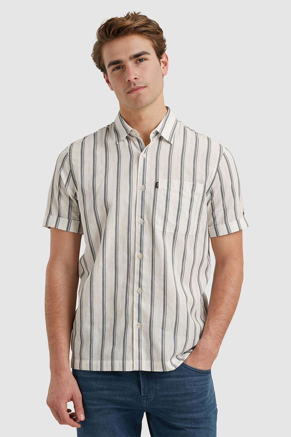 Vanguard Overhemd Dobby Stripe Wit