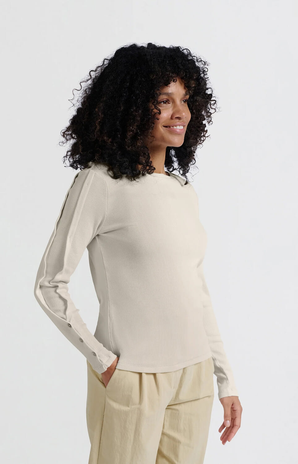 Yaya Longsleeve top with buttons o Wit