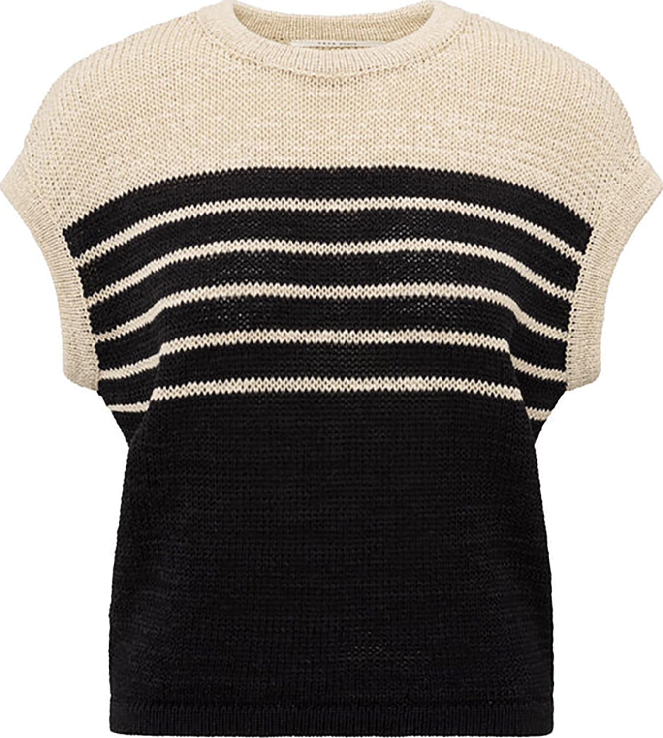 Yaya Sleeveless striped tape yarn s Beige