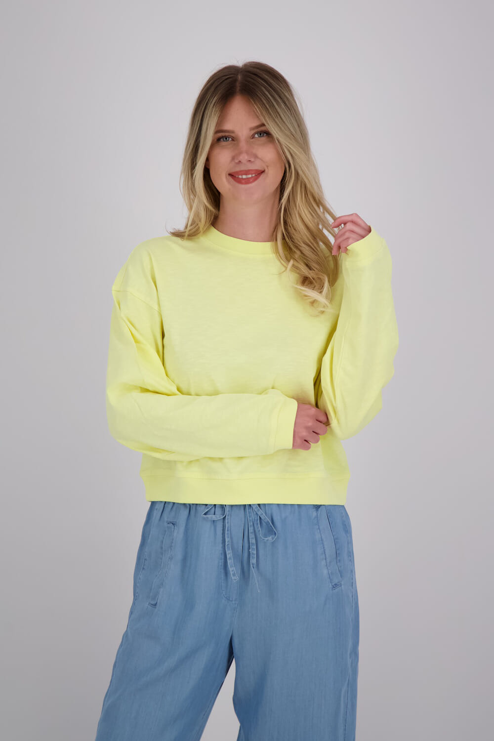 Yaya Oversized sweatshirt van gemêleerde stof Geel