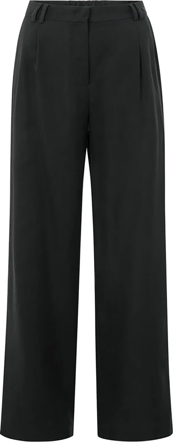 Yaya Linen mix wide leg trouse-L32 Zwart