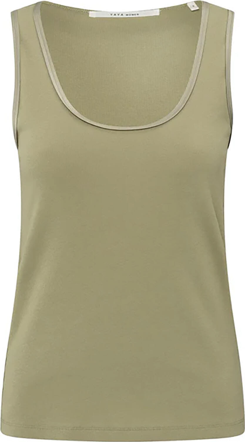 Yaya Rib singlet with shiny binding Groen
