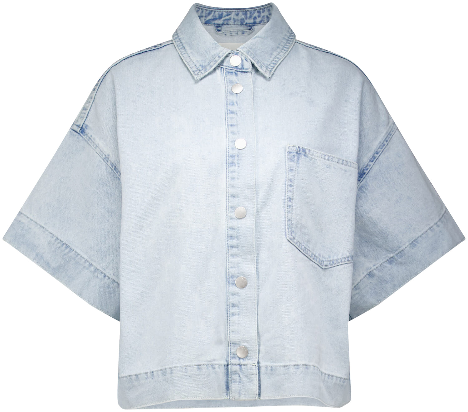 Yaya Oversized cropped denim jacket Blauw
