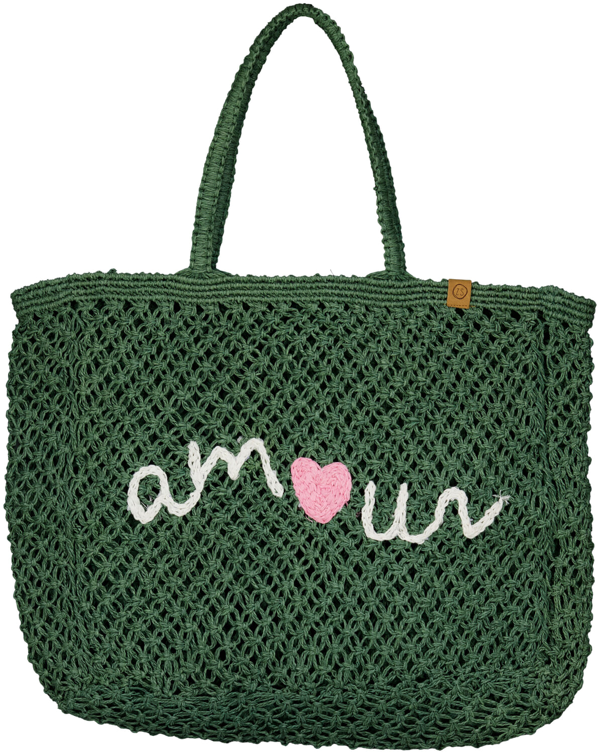 Zusss Strandtas met borduur amour Groen