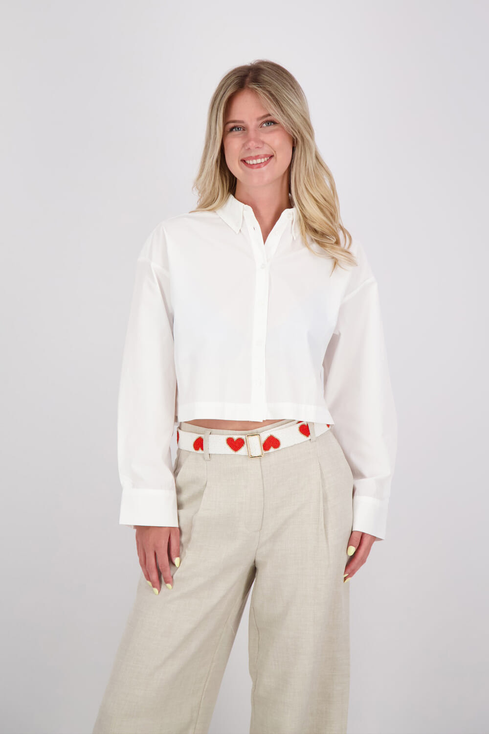 Zusss Riem van kraal design hart Rood