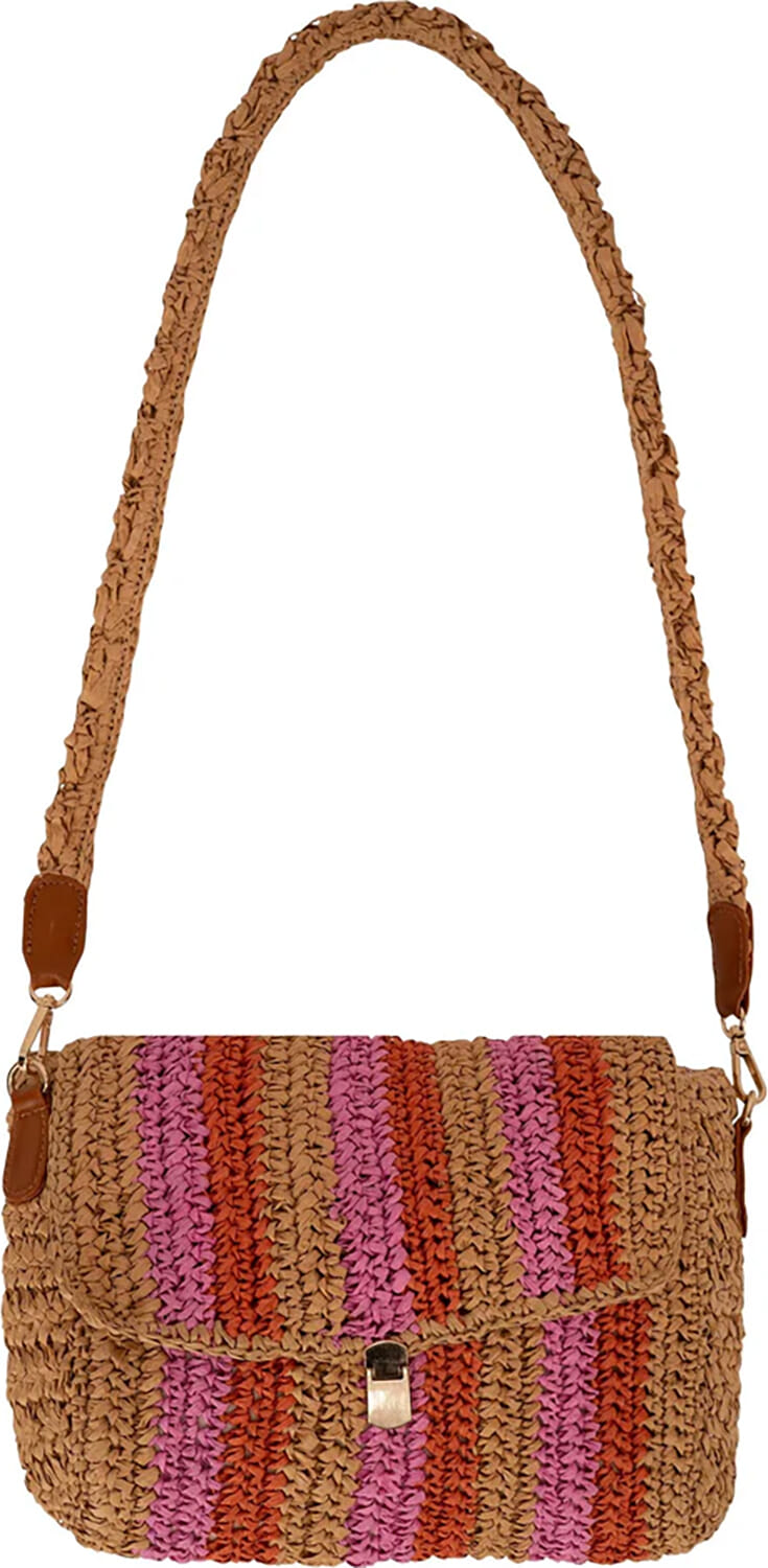 Zusss Schoudertas Raffia streep Multi