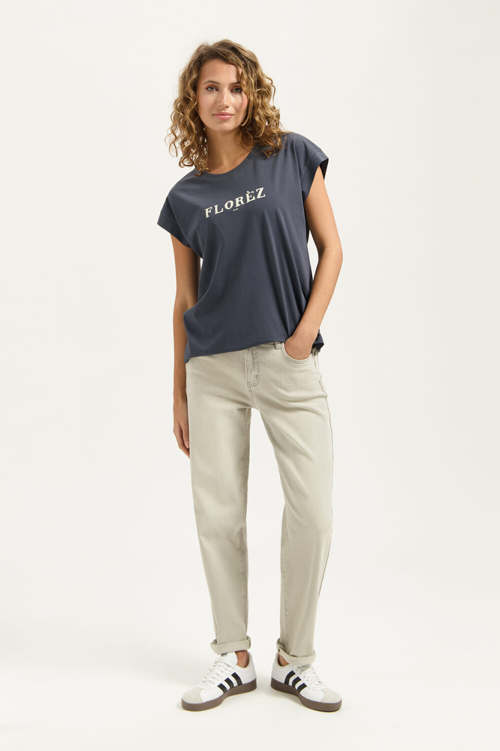 Florez T-shirt Fien  Blauw