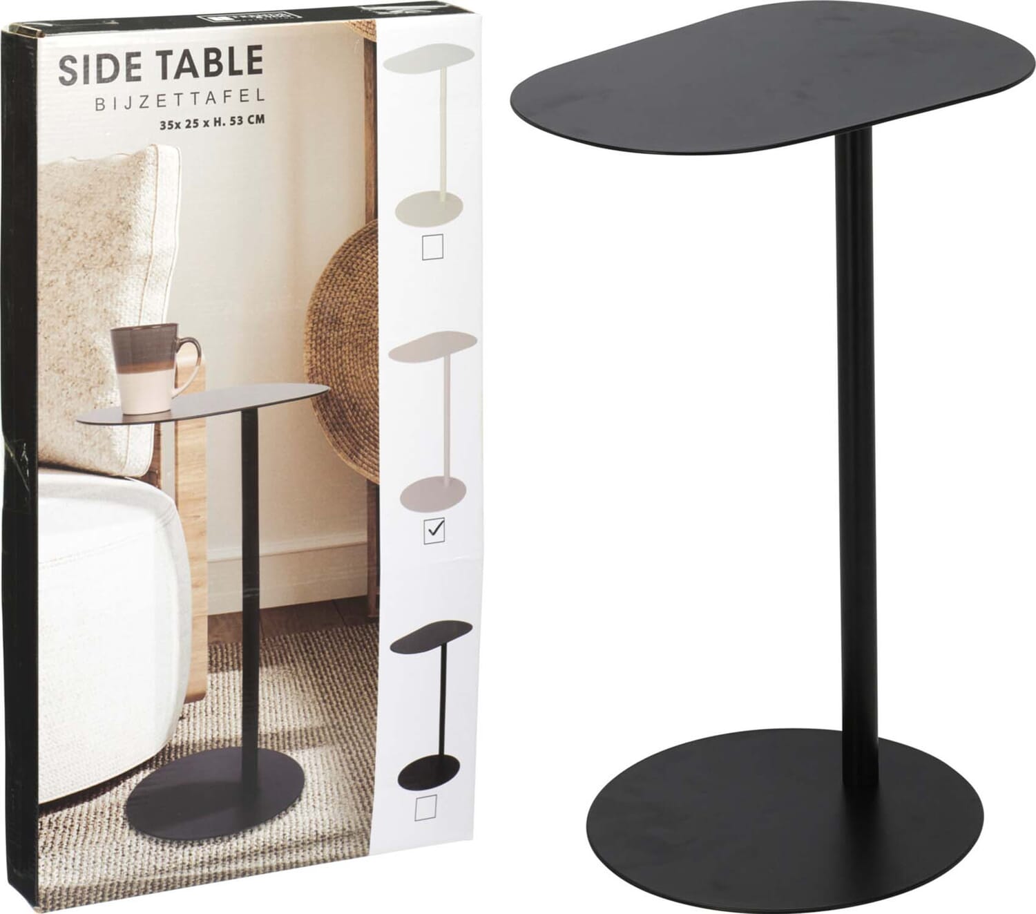 Bomont Collection BIJZETTAFEL ORGANISCH 35X53CM zwart Zwart