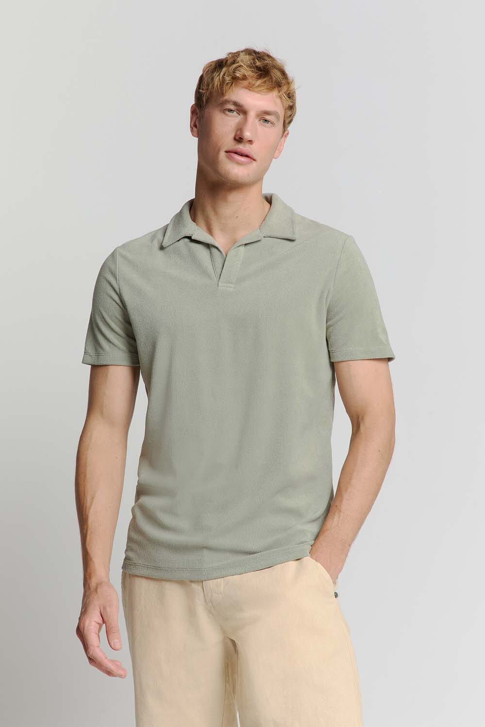 No Excess Polo Revers Solid Terry Knit Grijs