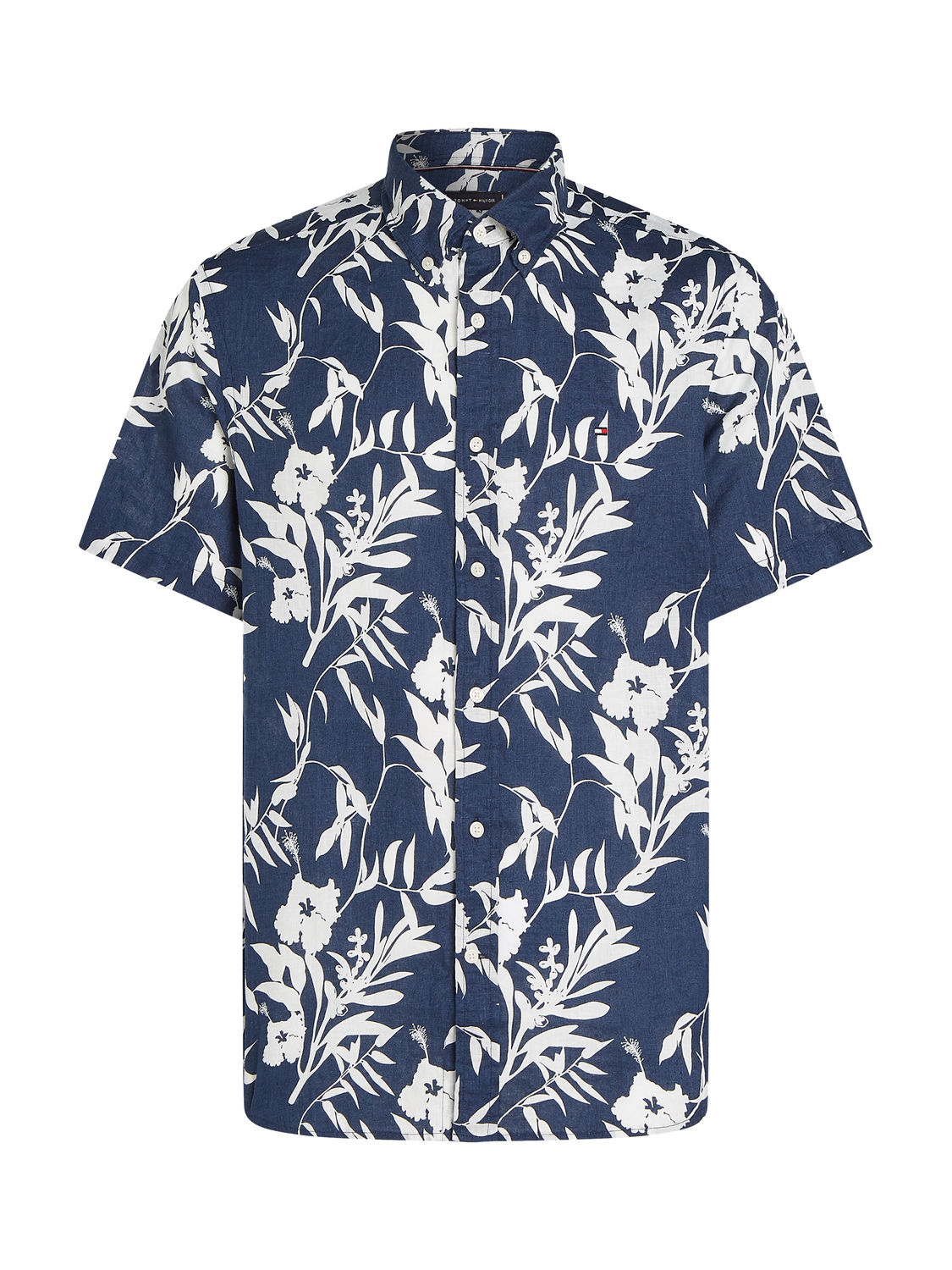 Tommy Hilfiger Overhemd Tropical Print Blauw