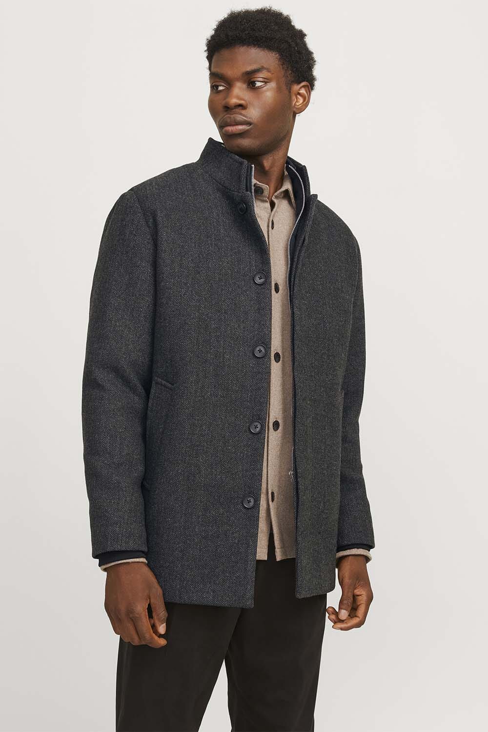Jack & Jones Wollen jas Harrison Grijs