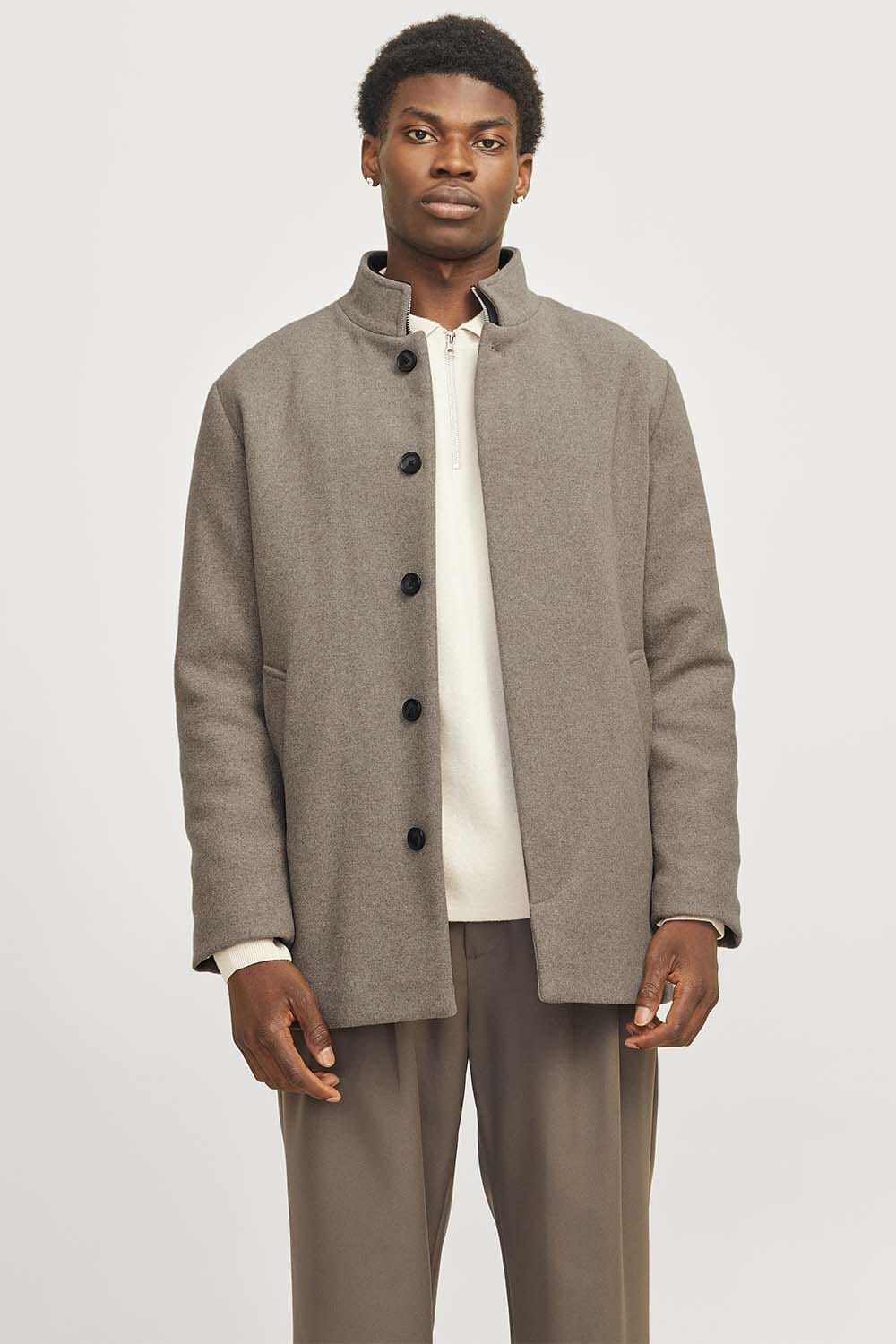 Jack & Jones Wollen jas Harrison Grijs