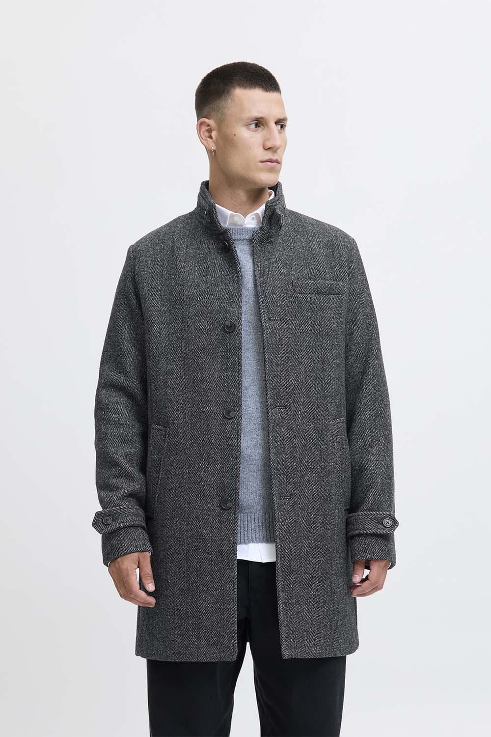 Jack & Jones Wollen jas Melton Grijs