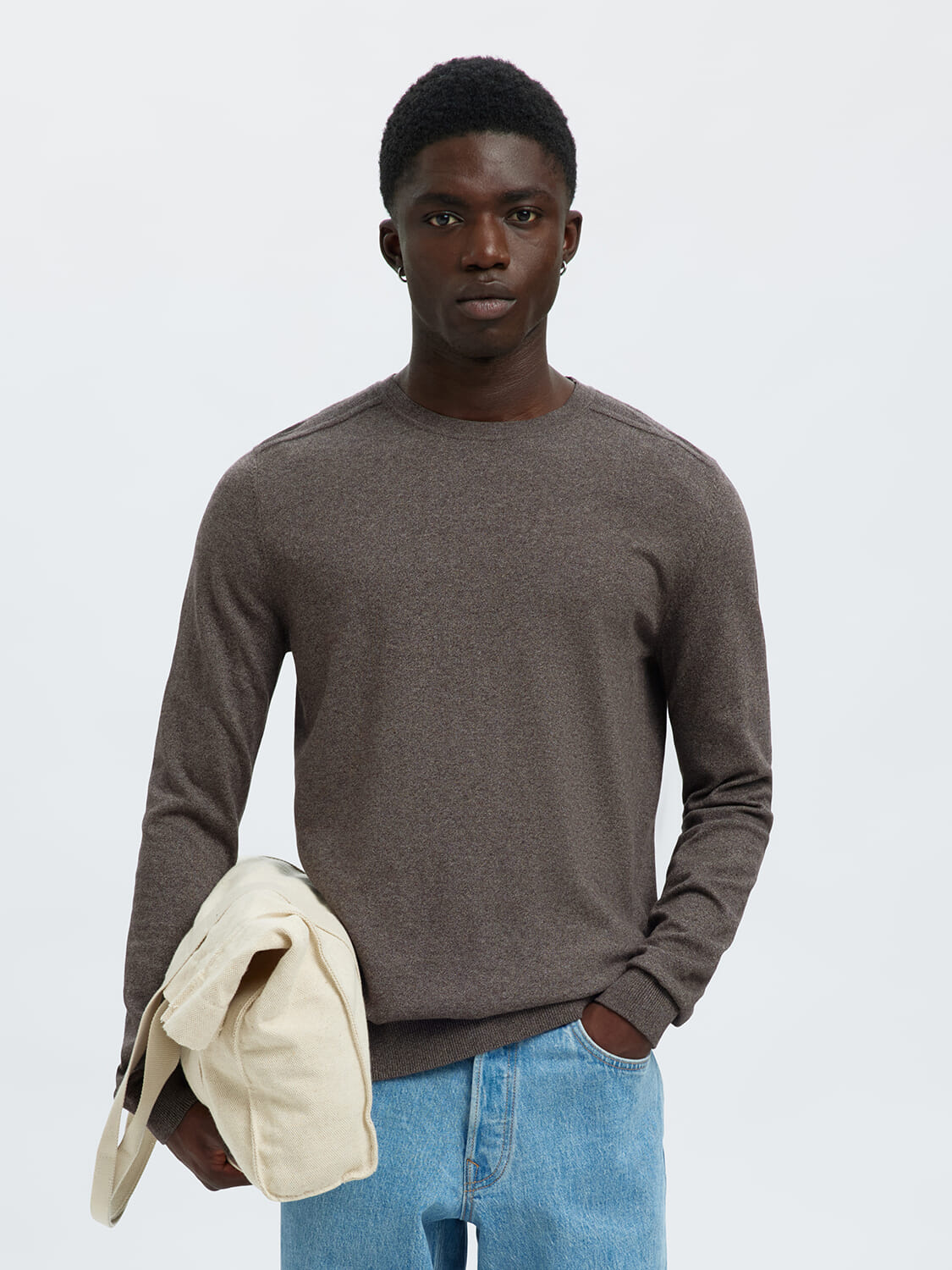 Selected Homme SLHBERG CREW NECK NOOS Beige
