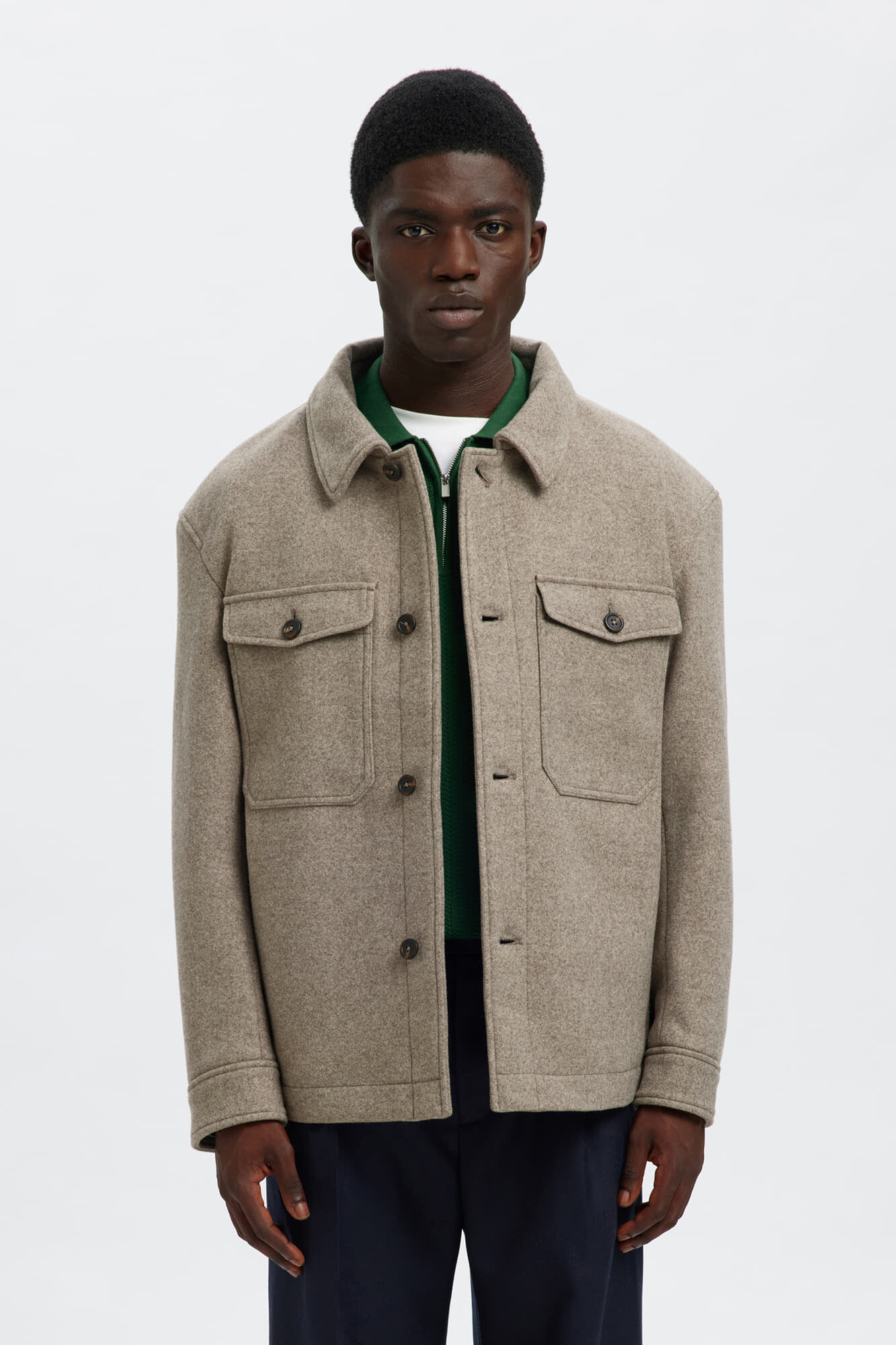 Selected Homme Overshirt Mitch Lano Taupe
