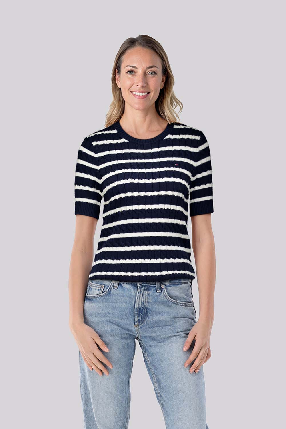 Tommy Hilfiger Top Cable Blauw