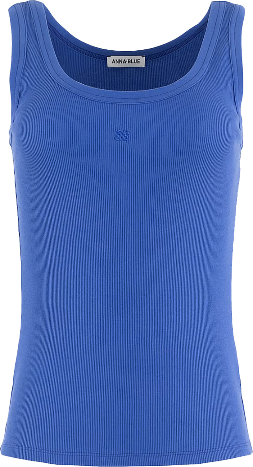 Anna Blue Top Ribby Blauw