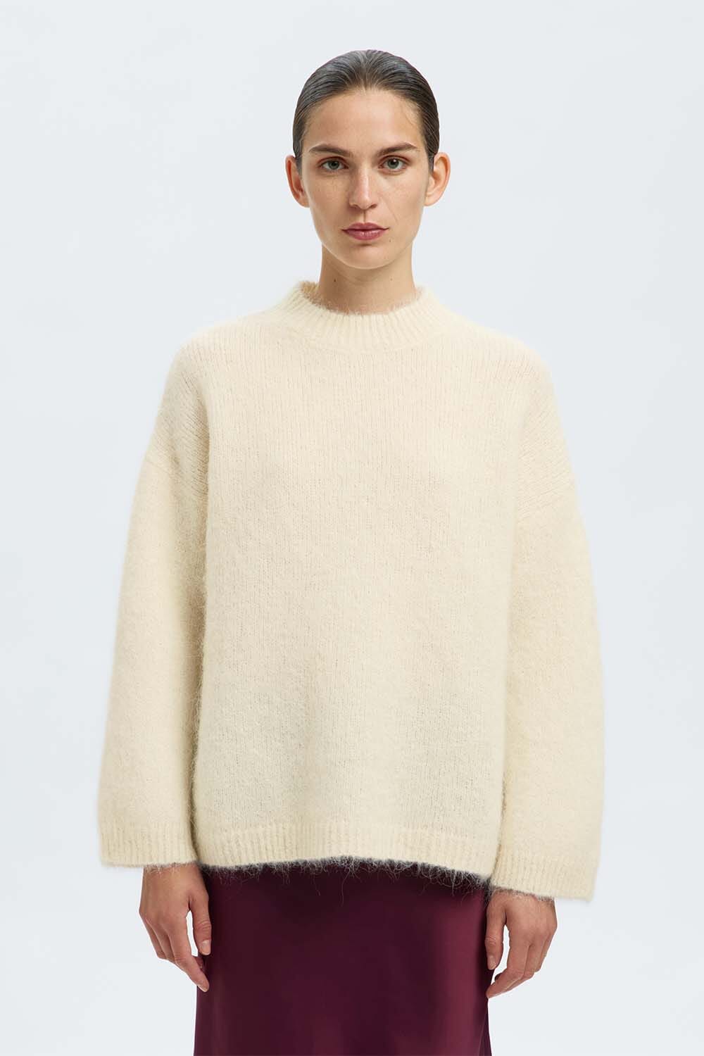 Selected Femme Trui Gabriella Gebreid O-neck Off White