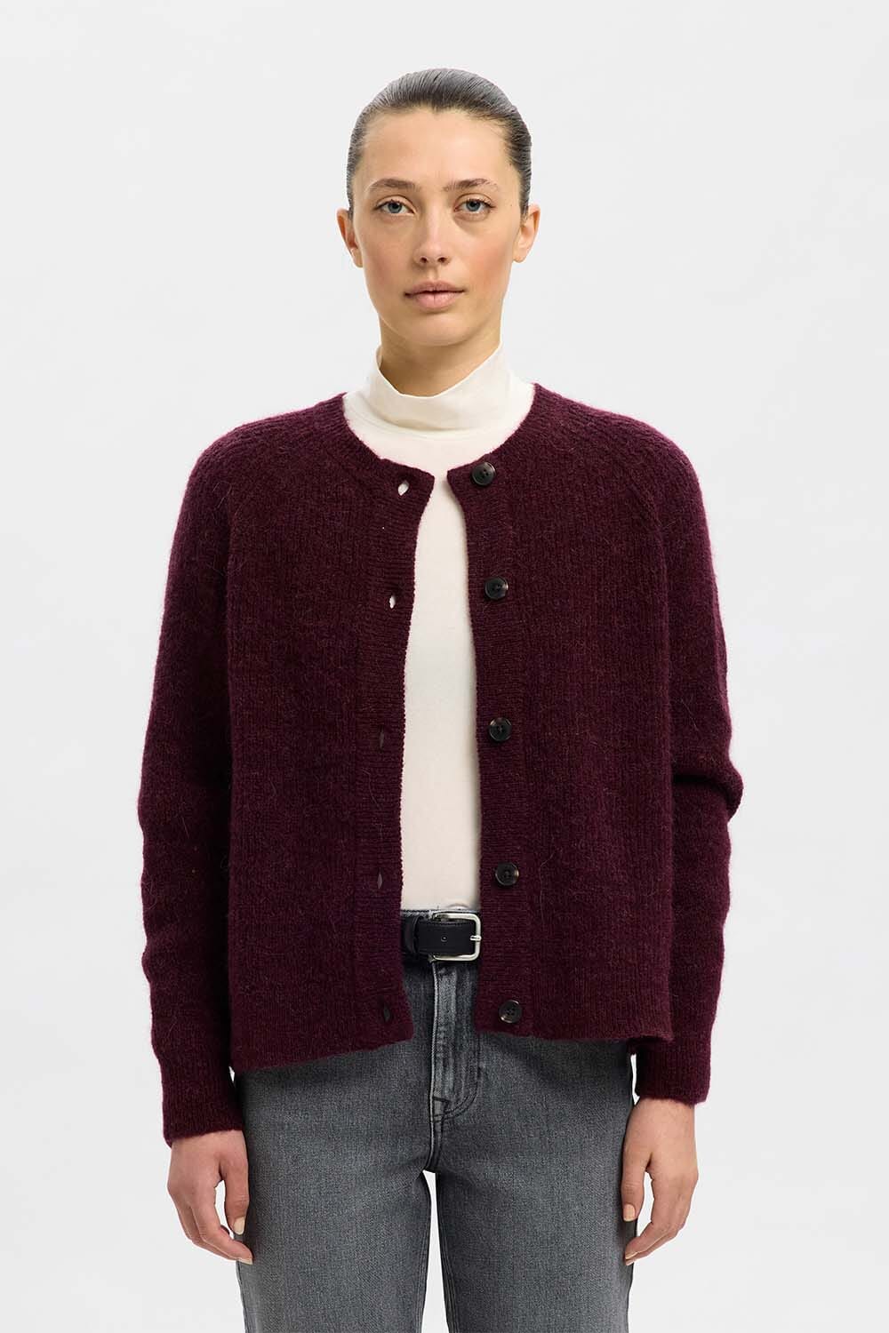 Selected Femme Vest Kort Lulu Gebreid Rood