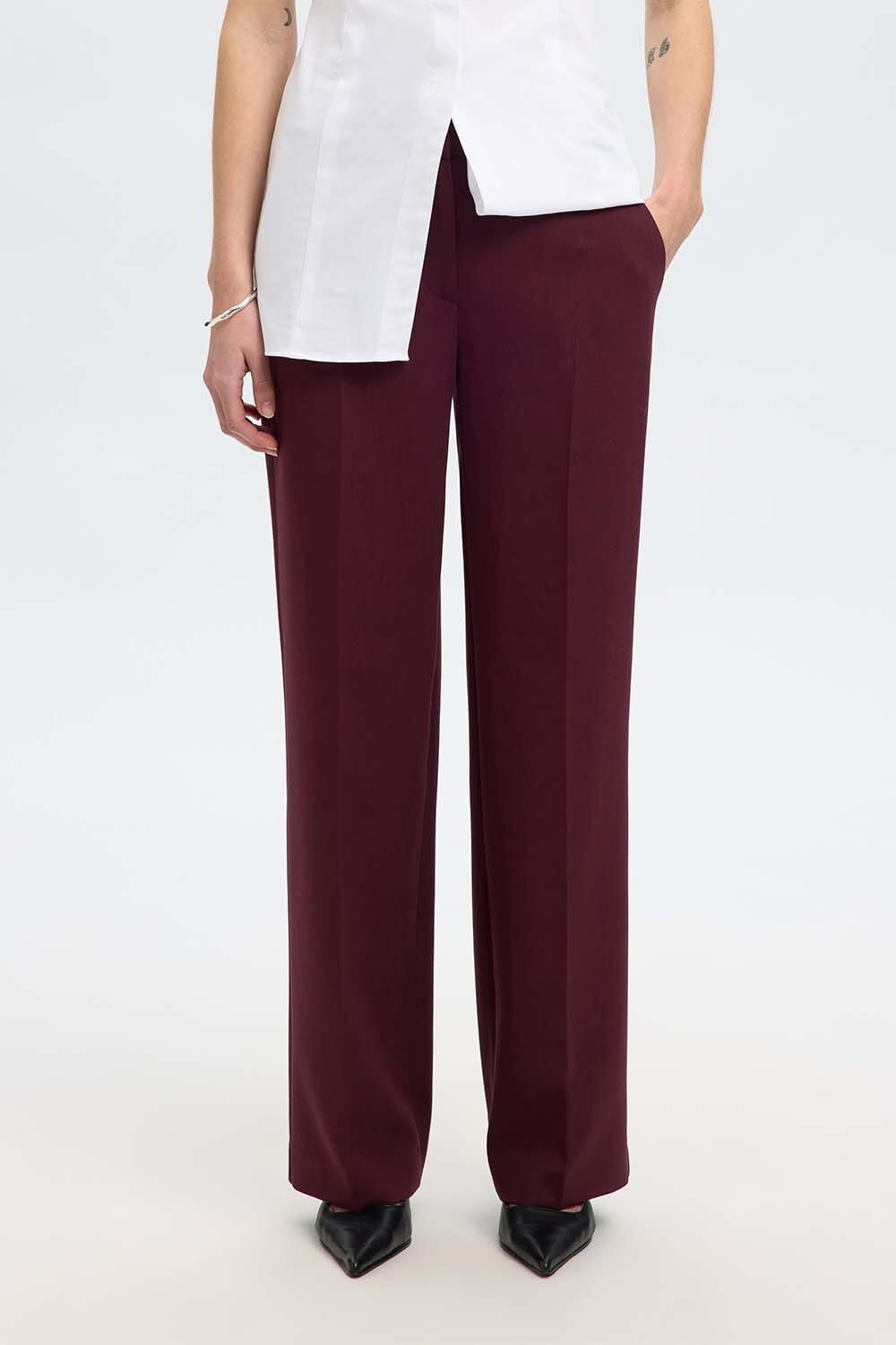 Selected Femme Pantalon Rita Wide Fit Rood