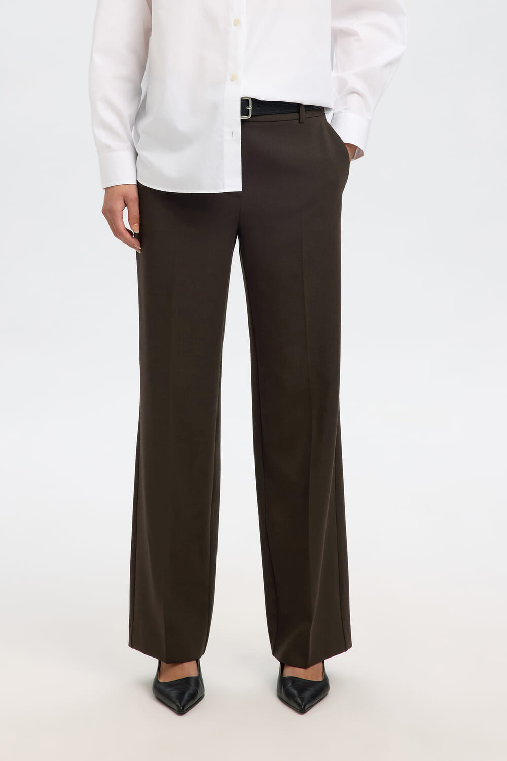 Selected Femme Pantalon Rita Wide Fit Bruin
