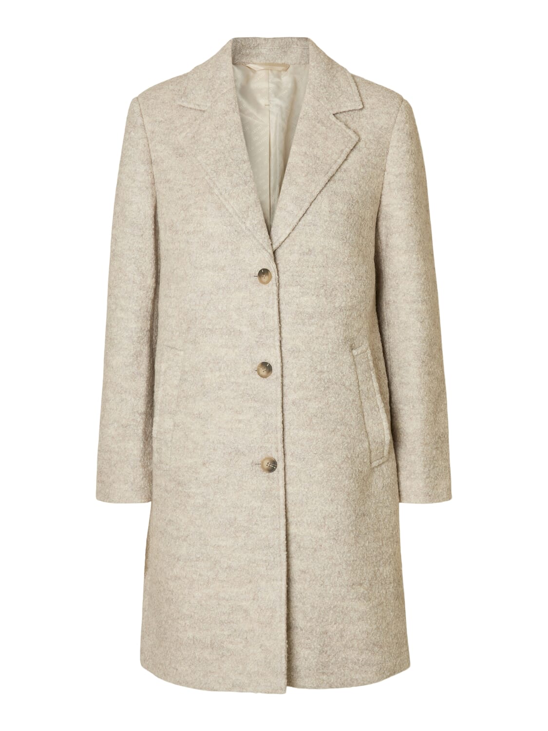 Selected Femme Wollen Jas Sasia Boucle Beige