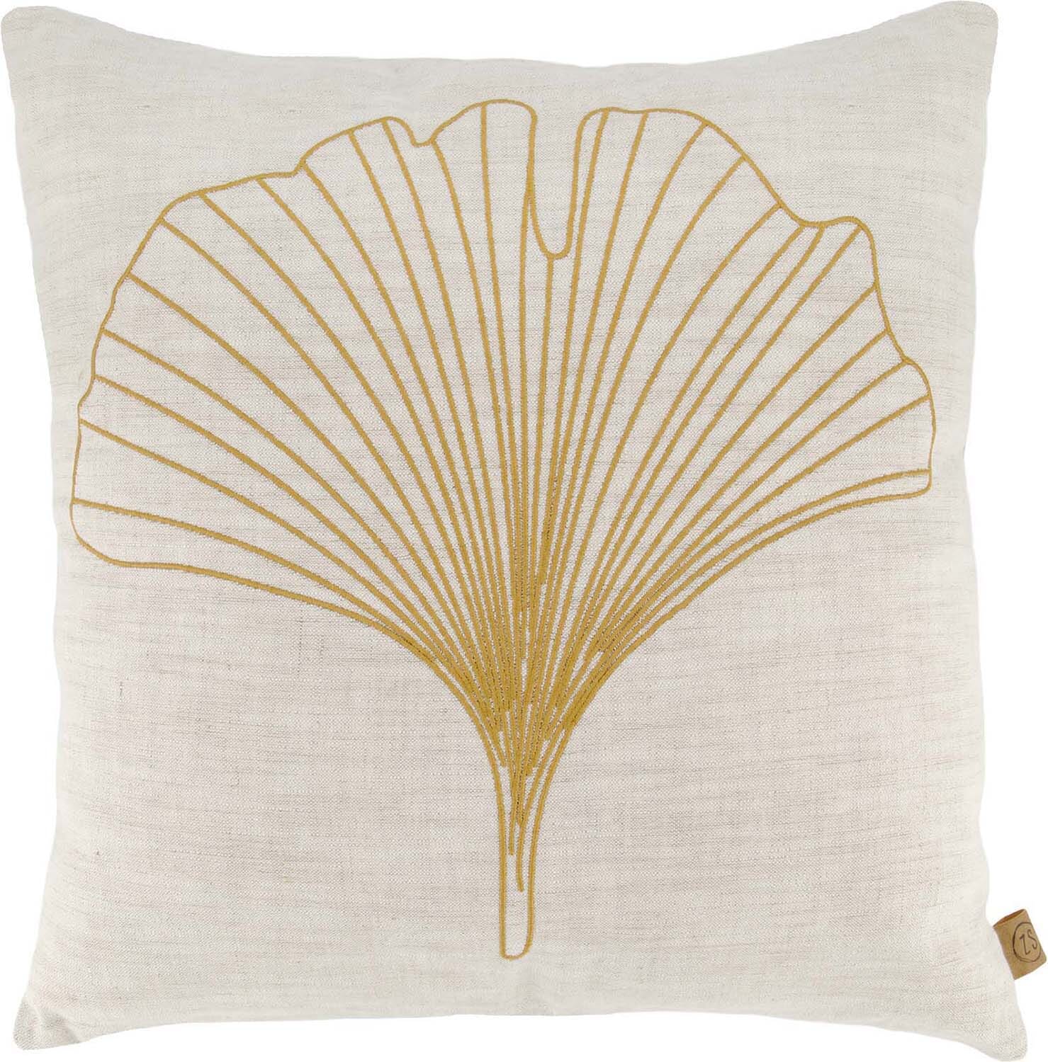 Zusss Kussen Ginkgo Blad 45x45cm peper en zout/bruin Bruin