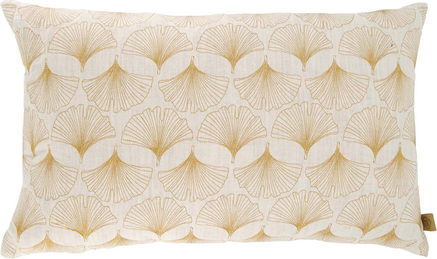Zusss Kussen Ginkgo Blad 60x35cm peper en zout/camel Bruin