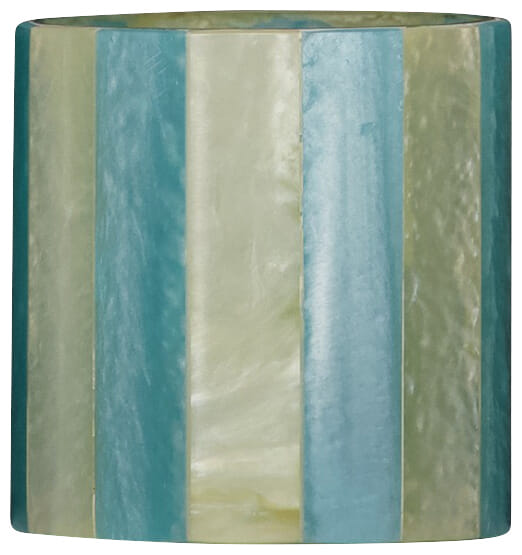 Bomont Collection Candle Holder Stripes Resin Blue 7x7x8cm Blauw