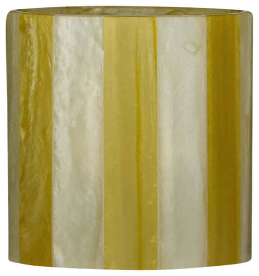 Bomont Collection Candle Holder Stripes Resin Green 7x7x8cm Groen