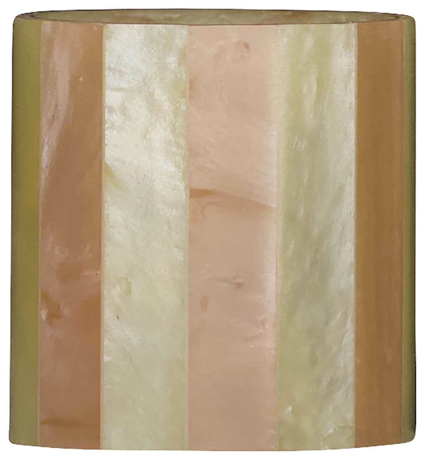 Bomont Collection Candle Holder Stripes Resin Brown 7x7x8cm Bruin