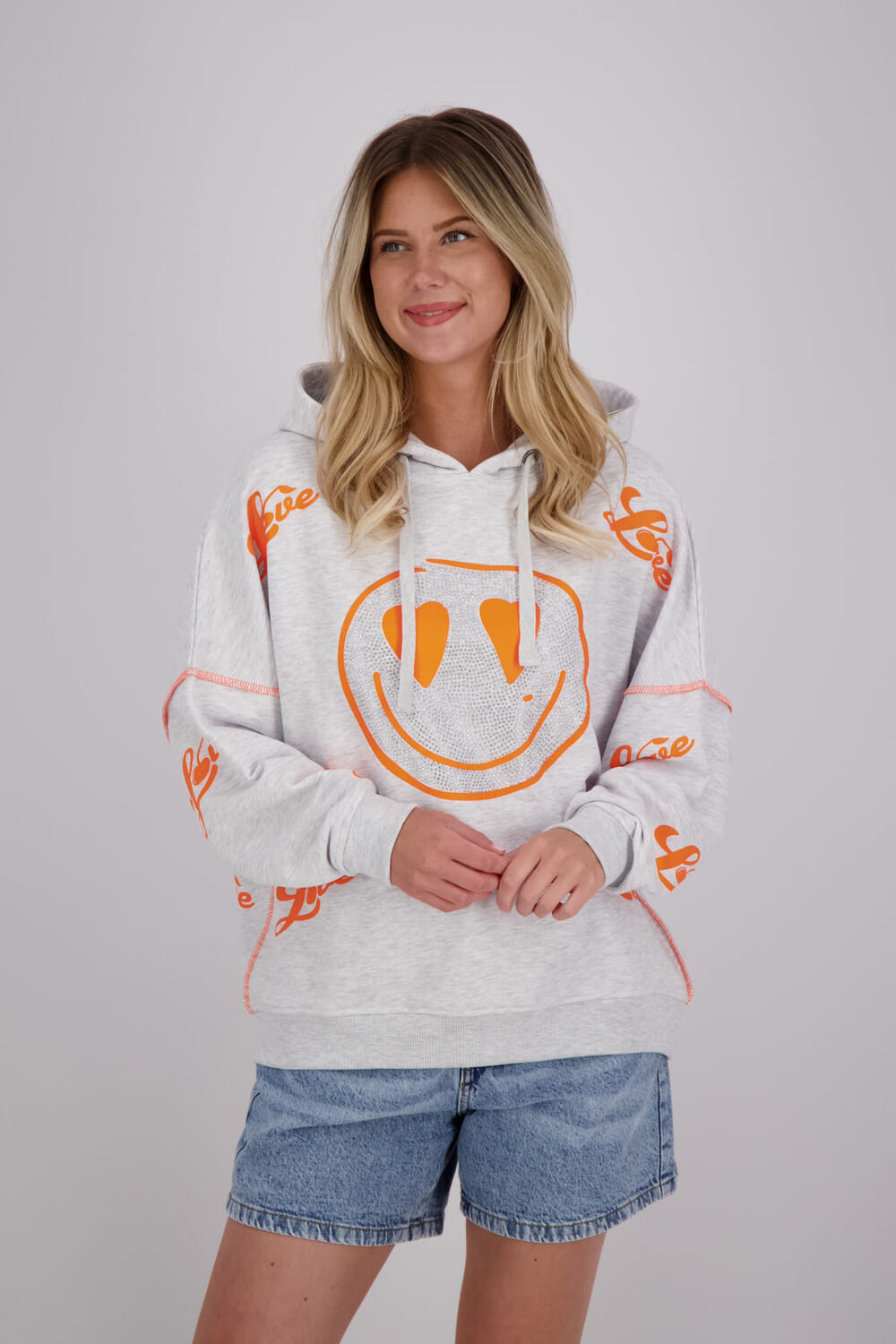 Miss Goodlife Hoodie Heartface Grijs