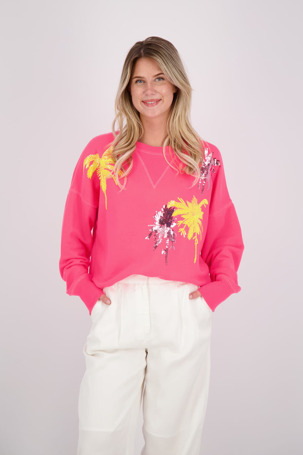 Miss Goodlife Sweater Palmtree Roze