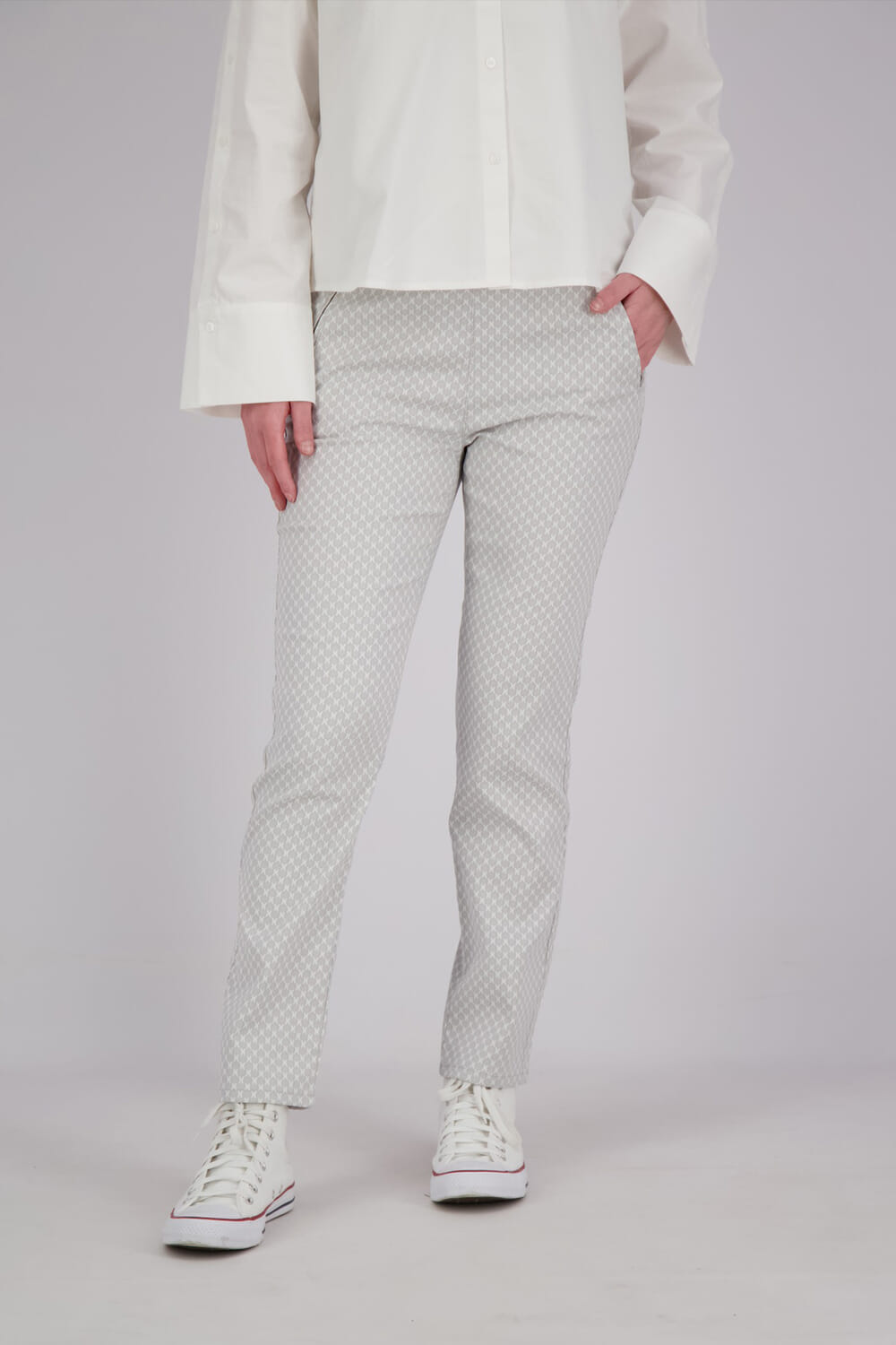 Toni Relaxed Broek Alice Zip 7/8 Grijs