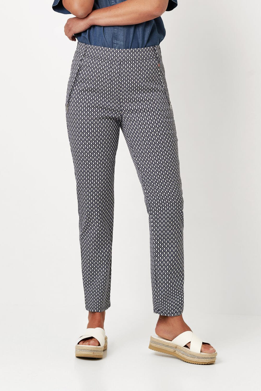 Toni Relaxed Broek Alice Zip 7/8 Blauw