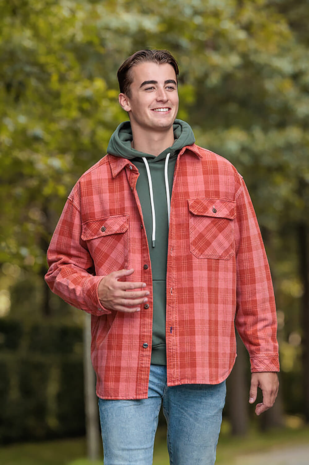 Scotch & Soda Overshirt Denim Checked Rood